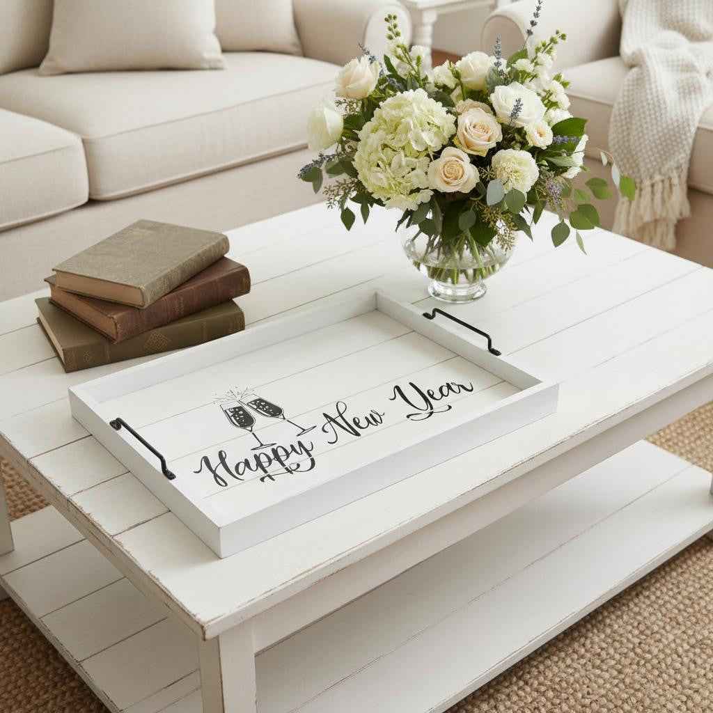 12" Light Gray Serving Tray With Handles