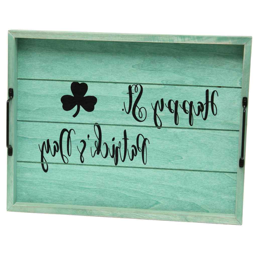 12" Green Serving Tray With Handles