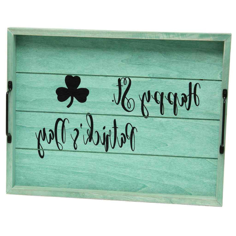 12" Green Serving Tray With Handles