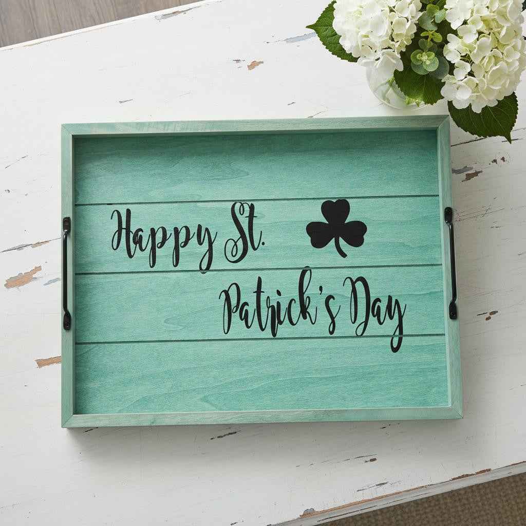 12" Green Serving Tray With Handles