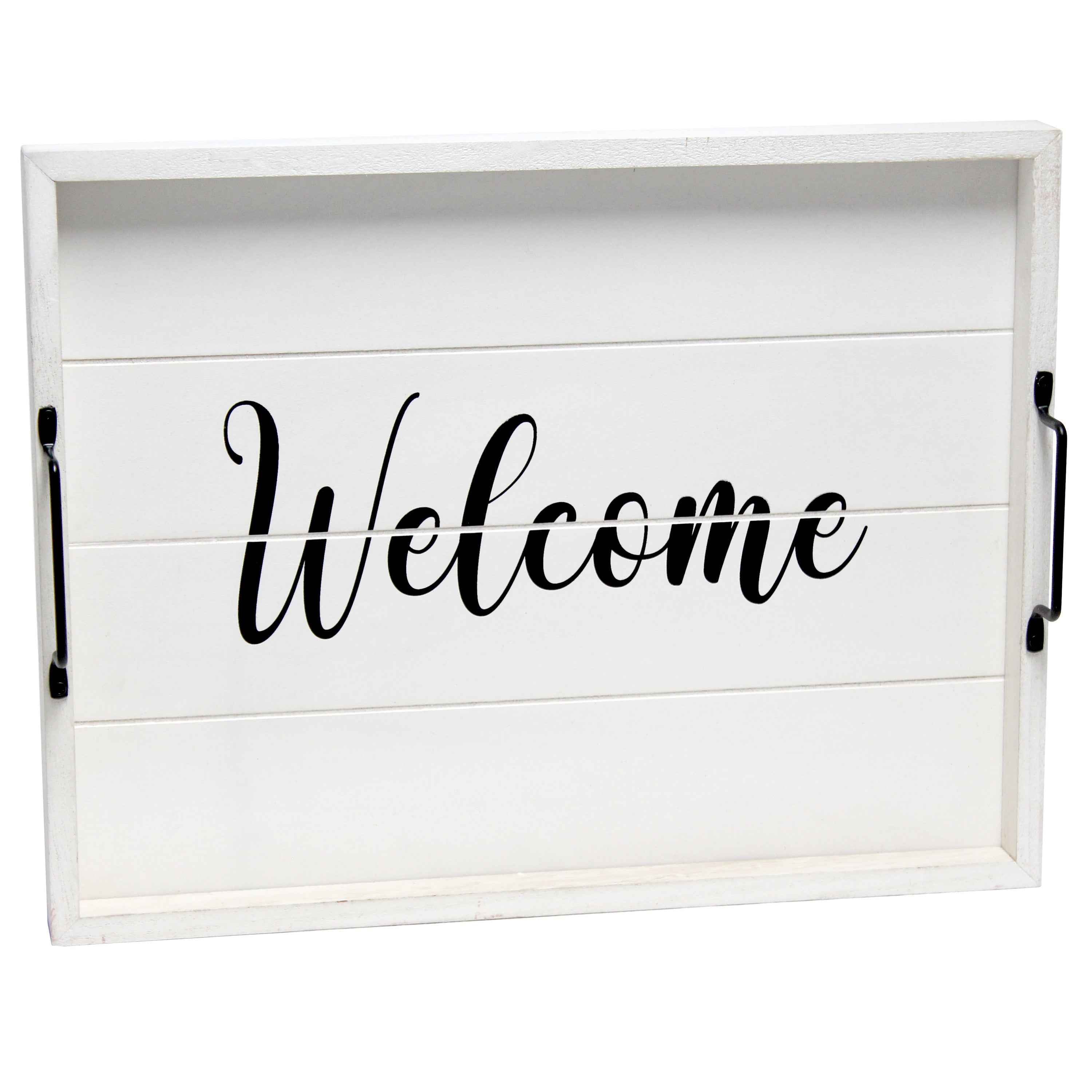 12" White Serving Tray With Handles