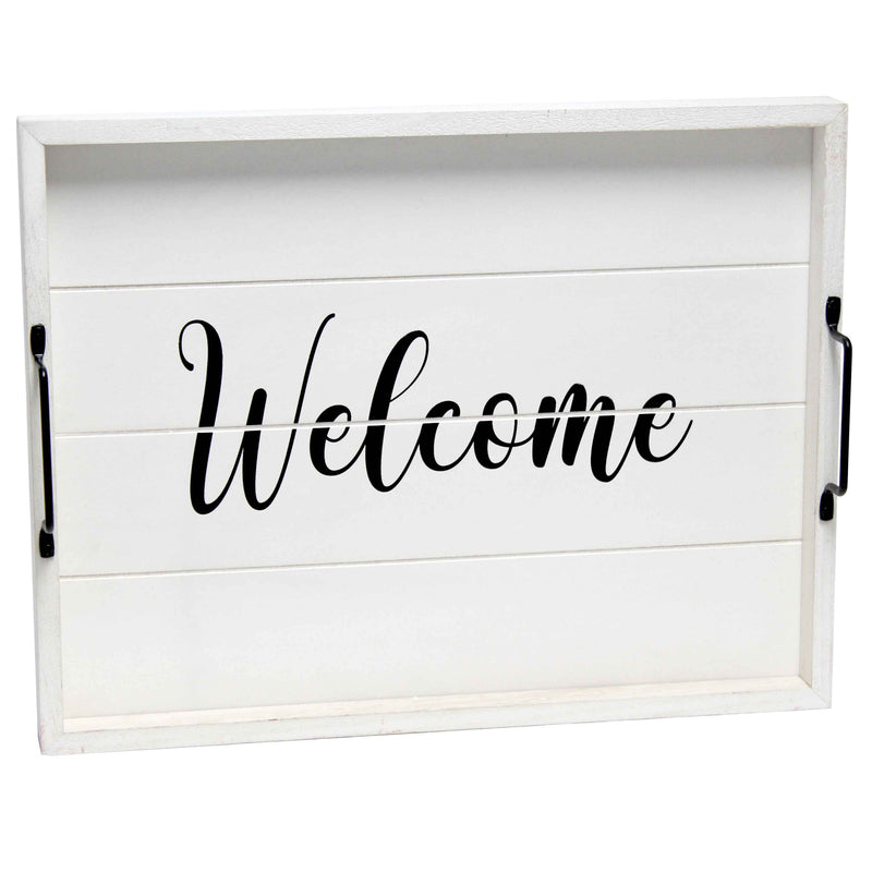 12" White Serving Tray With Handles