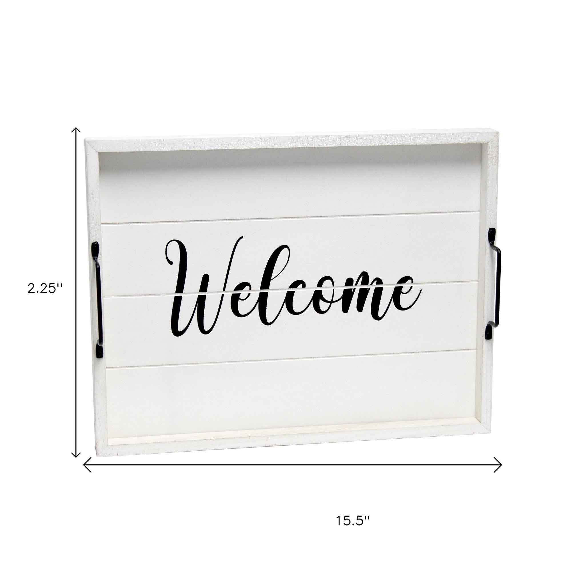 12" White Serving Tray With Handles