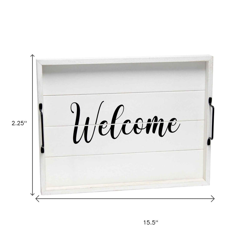 12" White Serving Tray With Handles