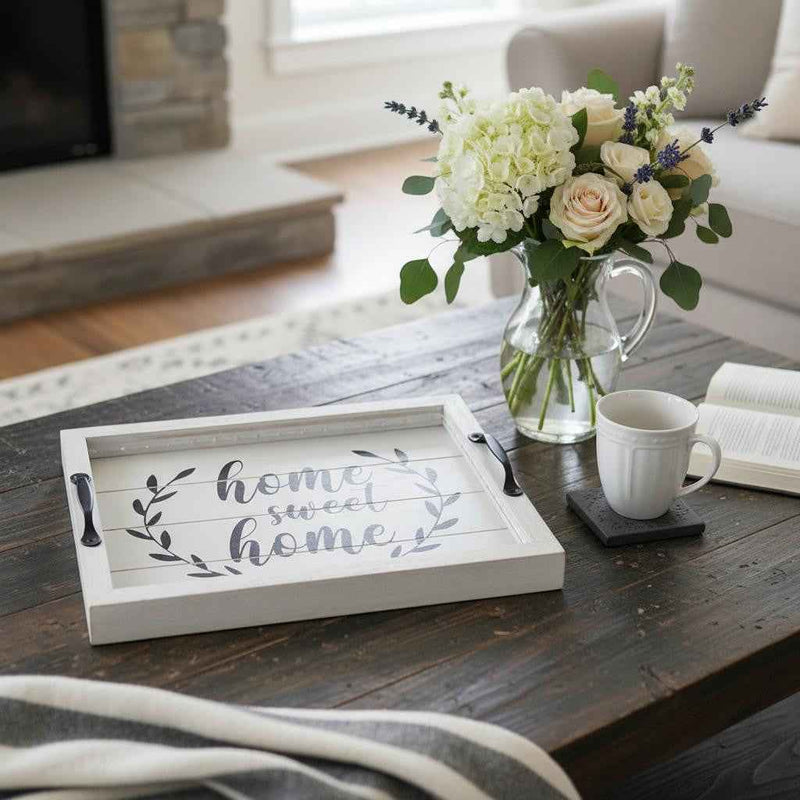 12" Gray Serving Tray With Handles