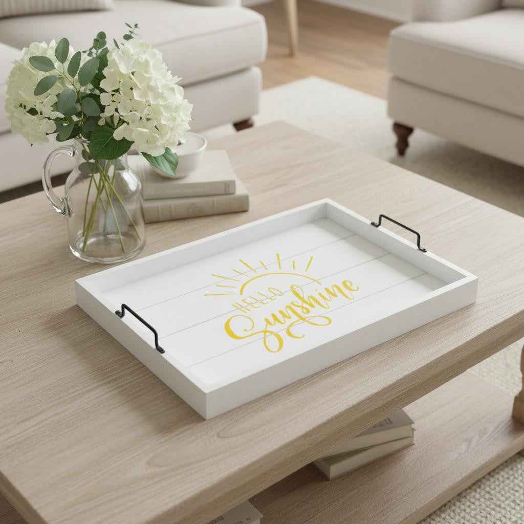 12" White Serving Tray With Handles