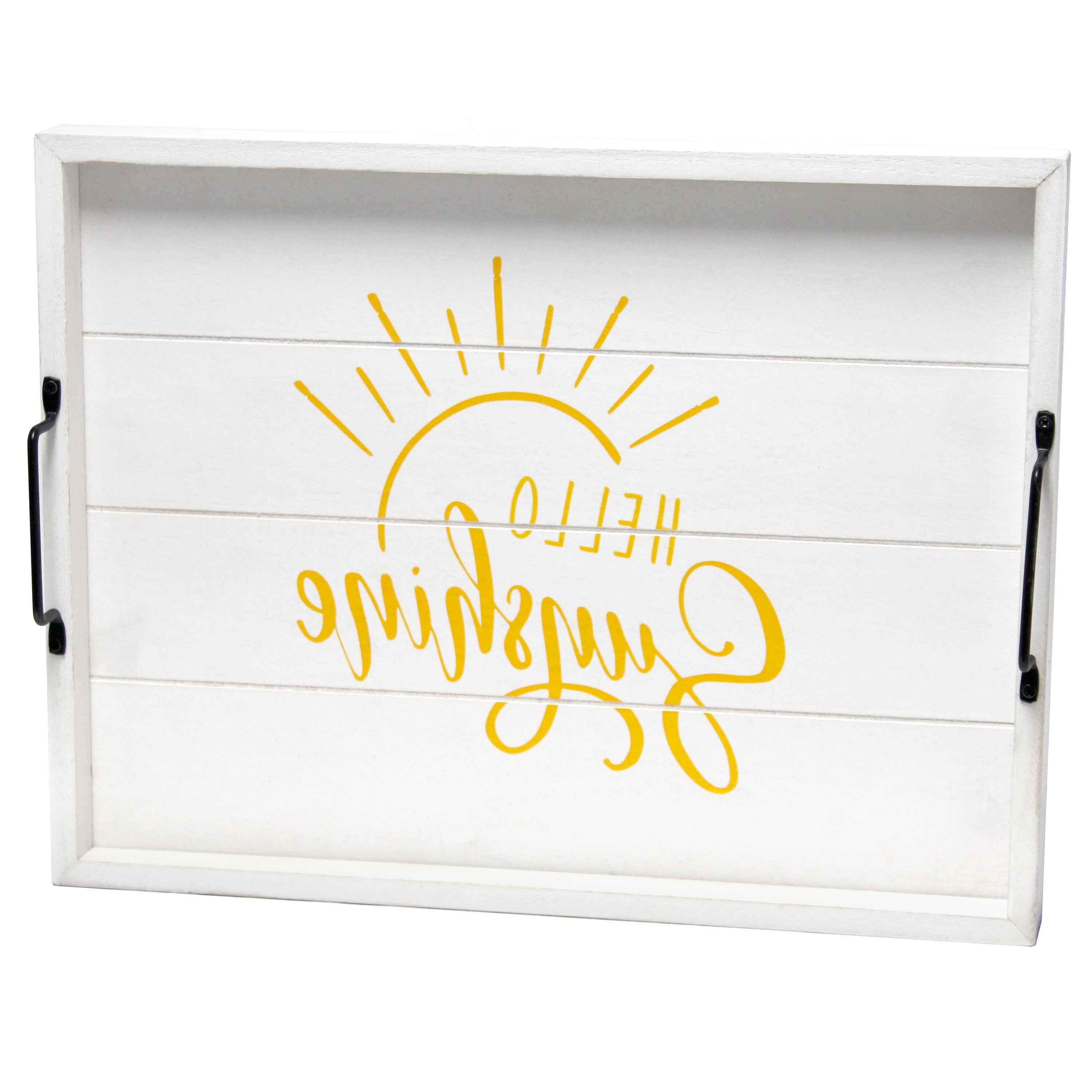 12" White Serving Tray With Handles