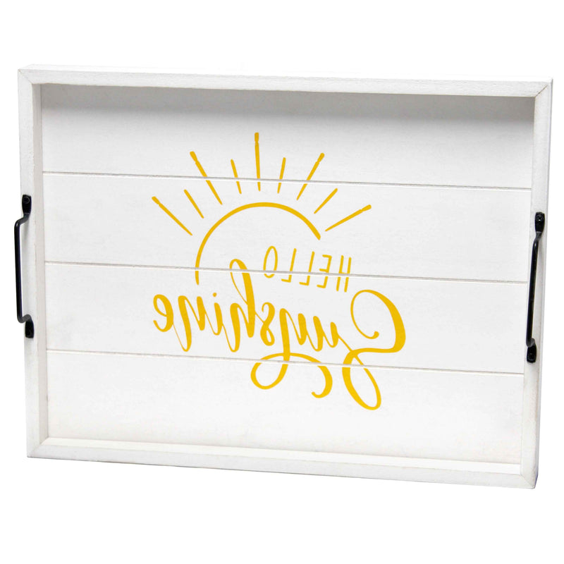 12" White Serving Tray With Handles