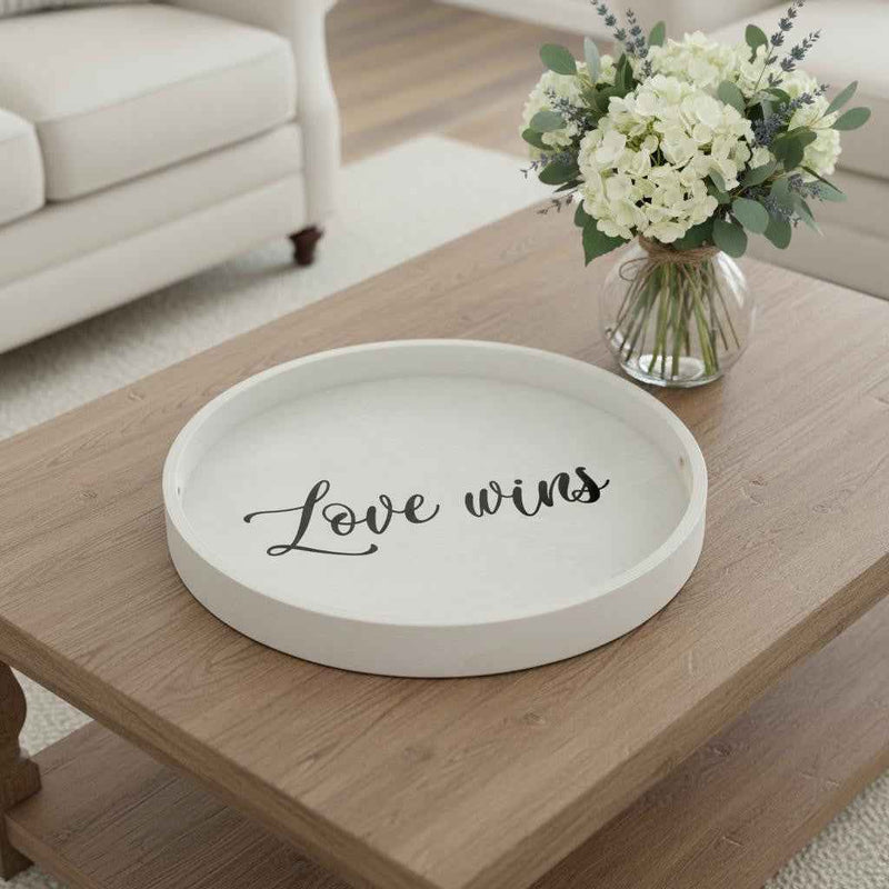 14" Gray Oval Serving Tray With Handles