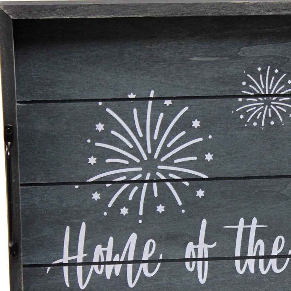 12" Dark Blue Serving Tray With Handles