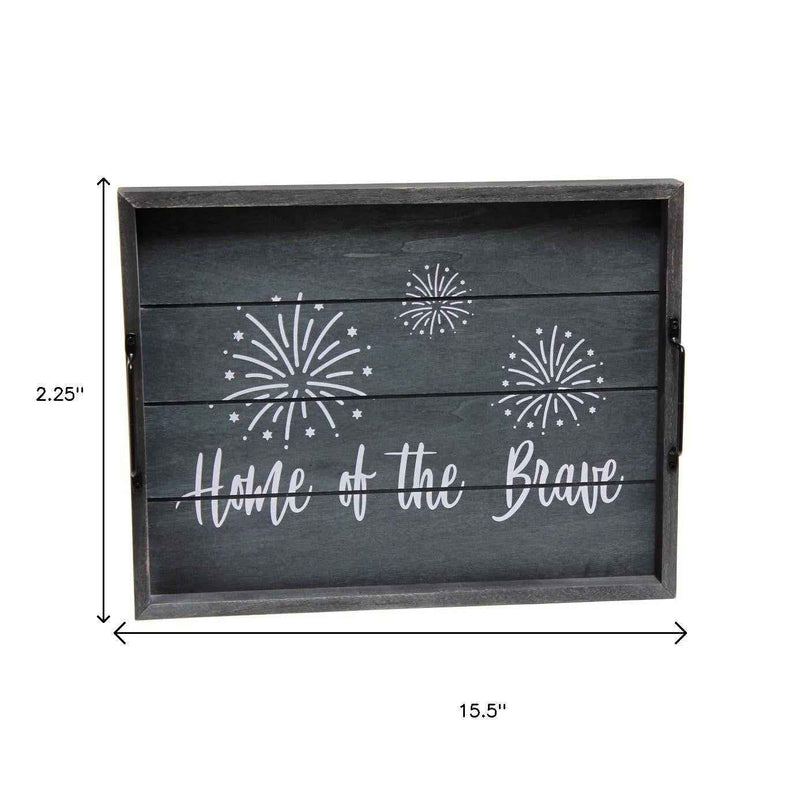 12" Dark Blue Serving Tray With Handles