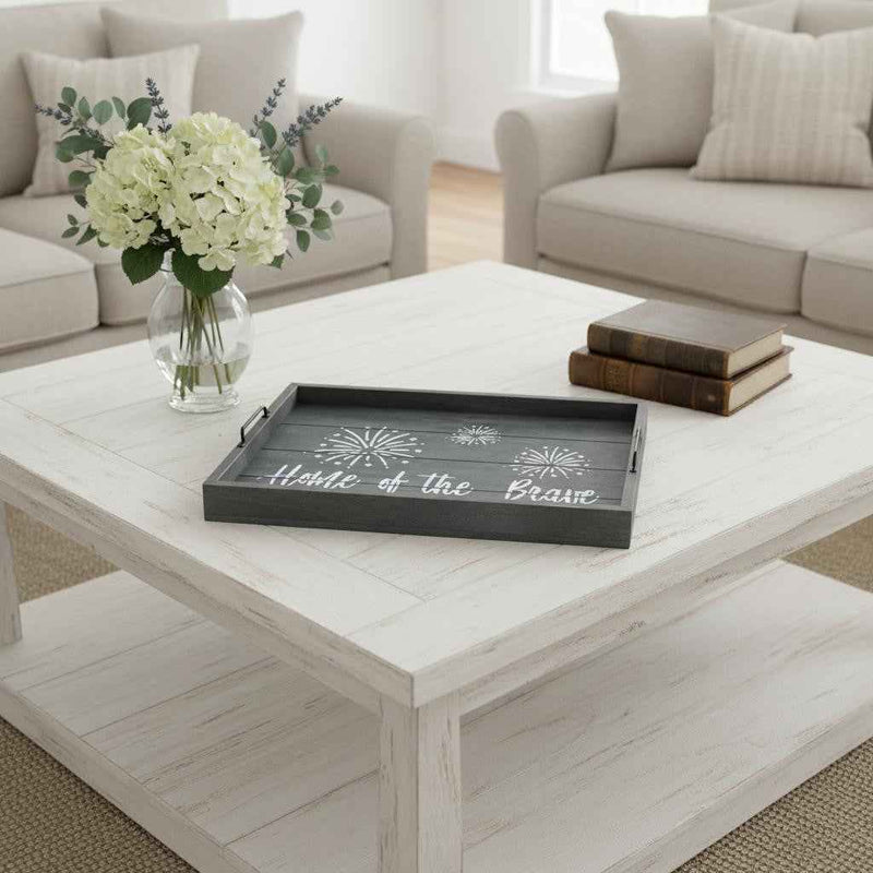 12" Dark Blue Serving Tray With Handles