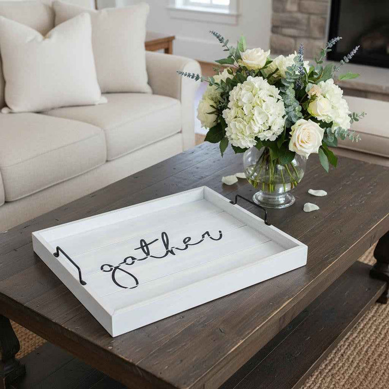 12" Gray Serving Tray With Handles