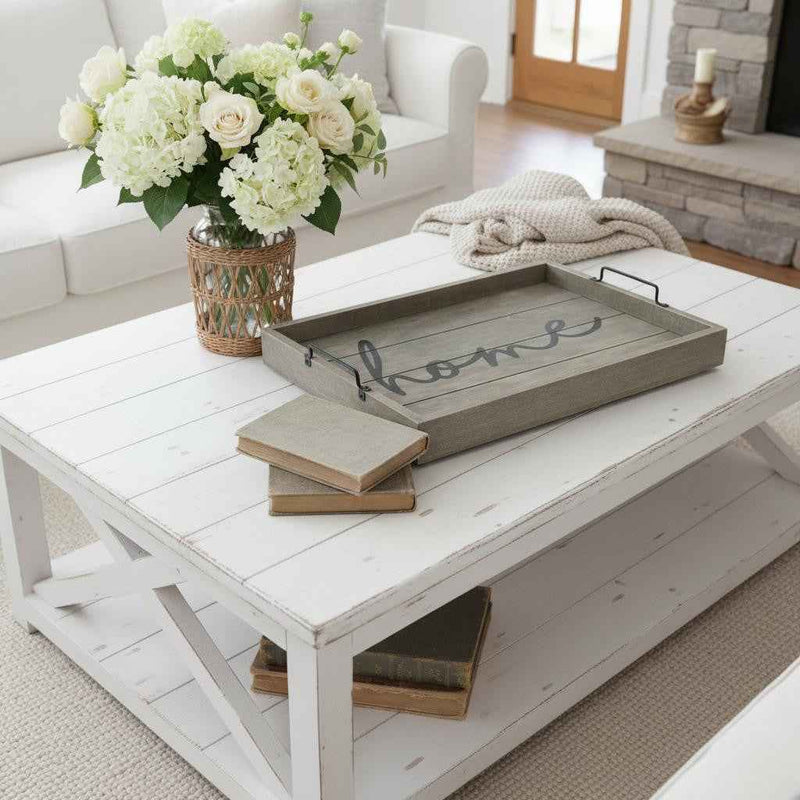 12" Gray Serving Tray With Handles