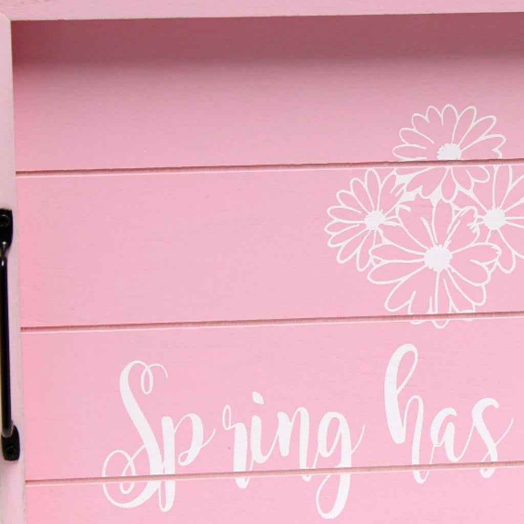 12" Light Pink Serving Tray With Handles