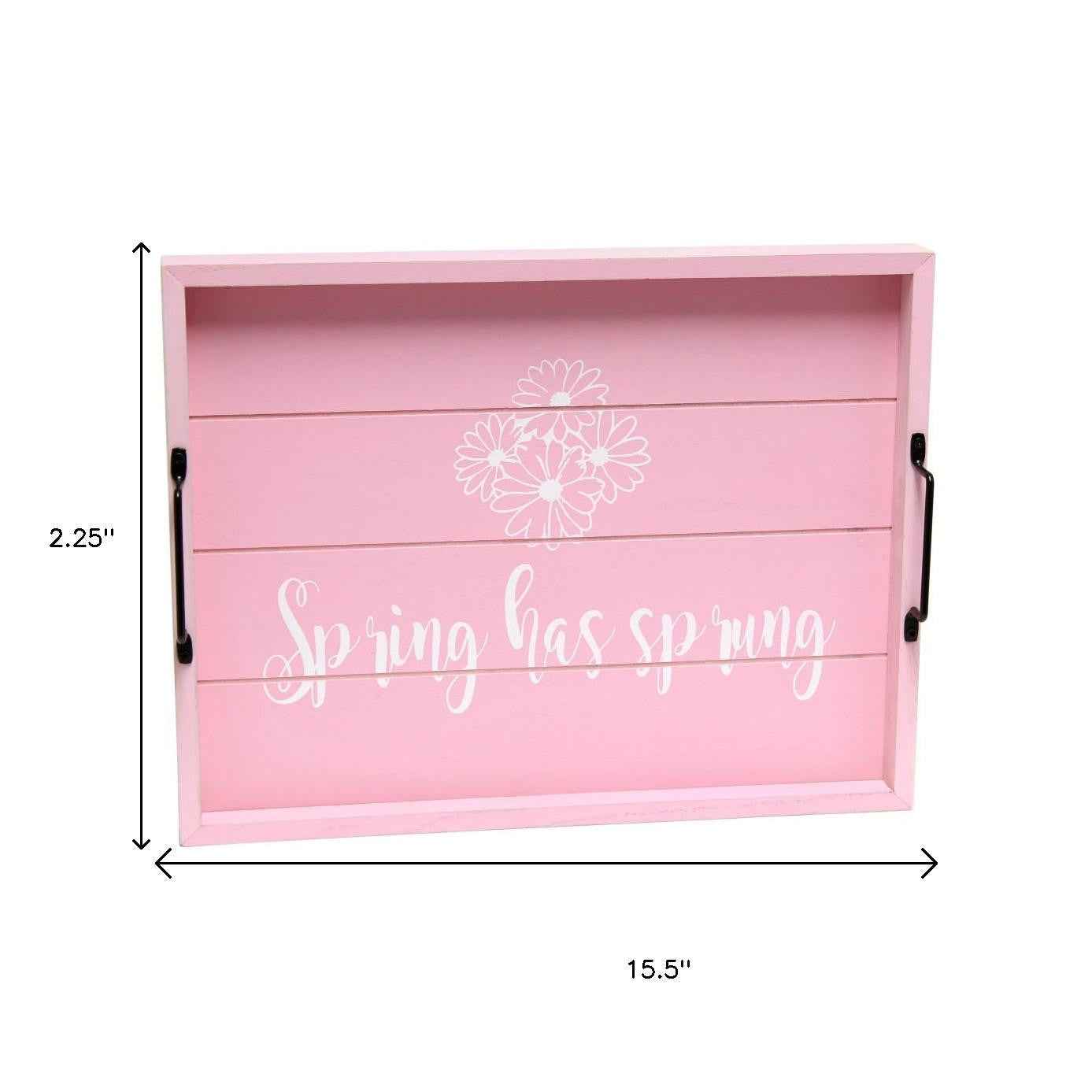 12" Light Pink Serving Tray With Handles