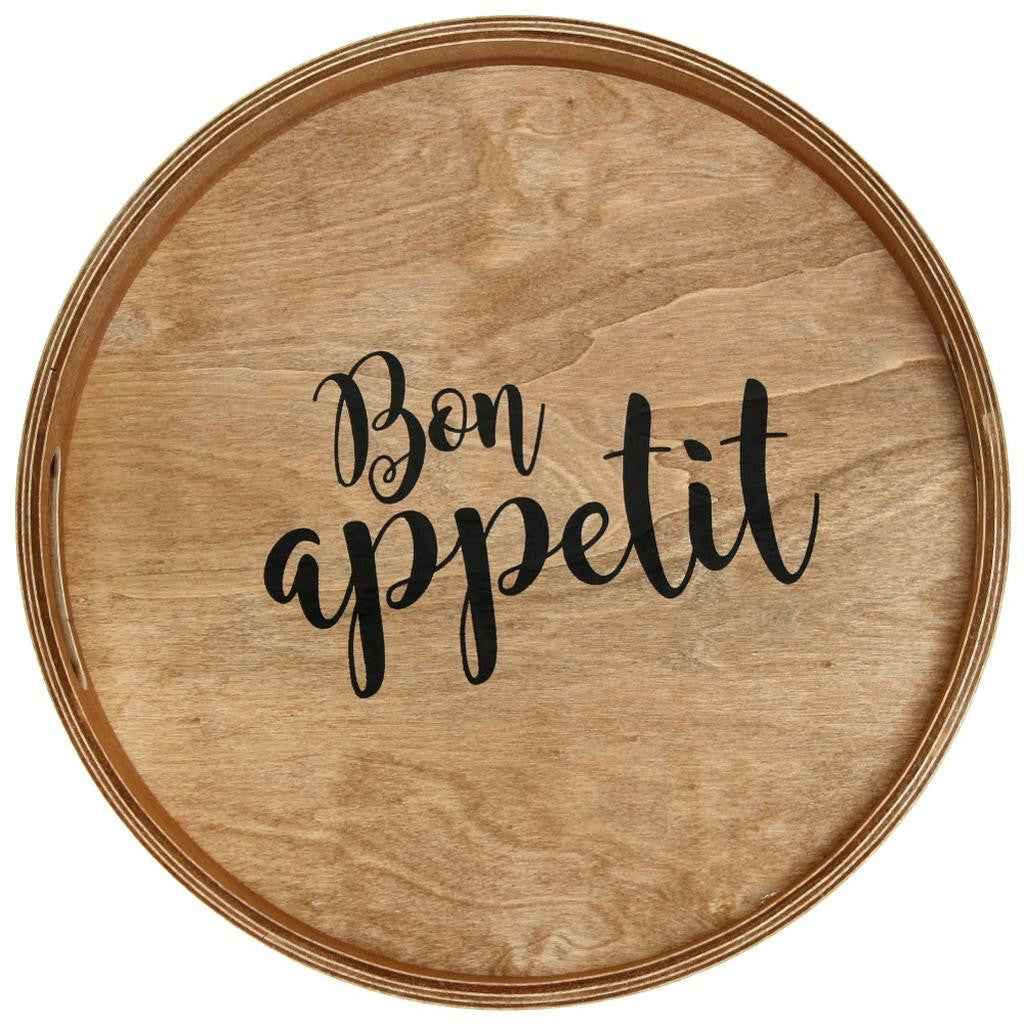 14" Natural Oval Serving Tray With Handles