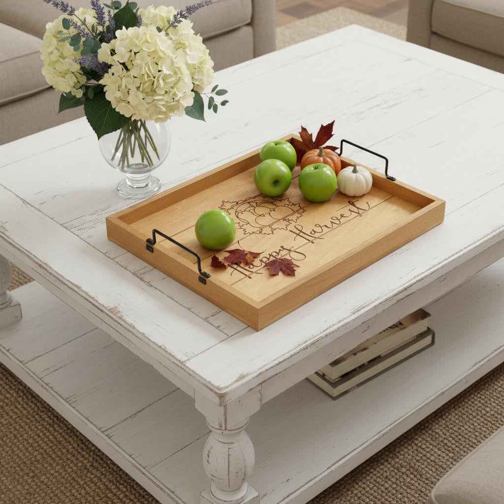 12" Natural Serving Tray With Handles