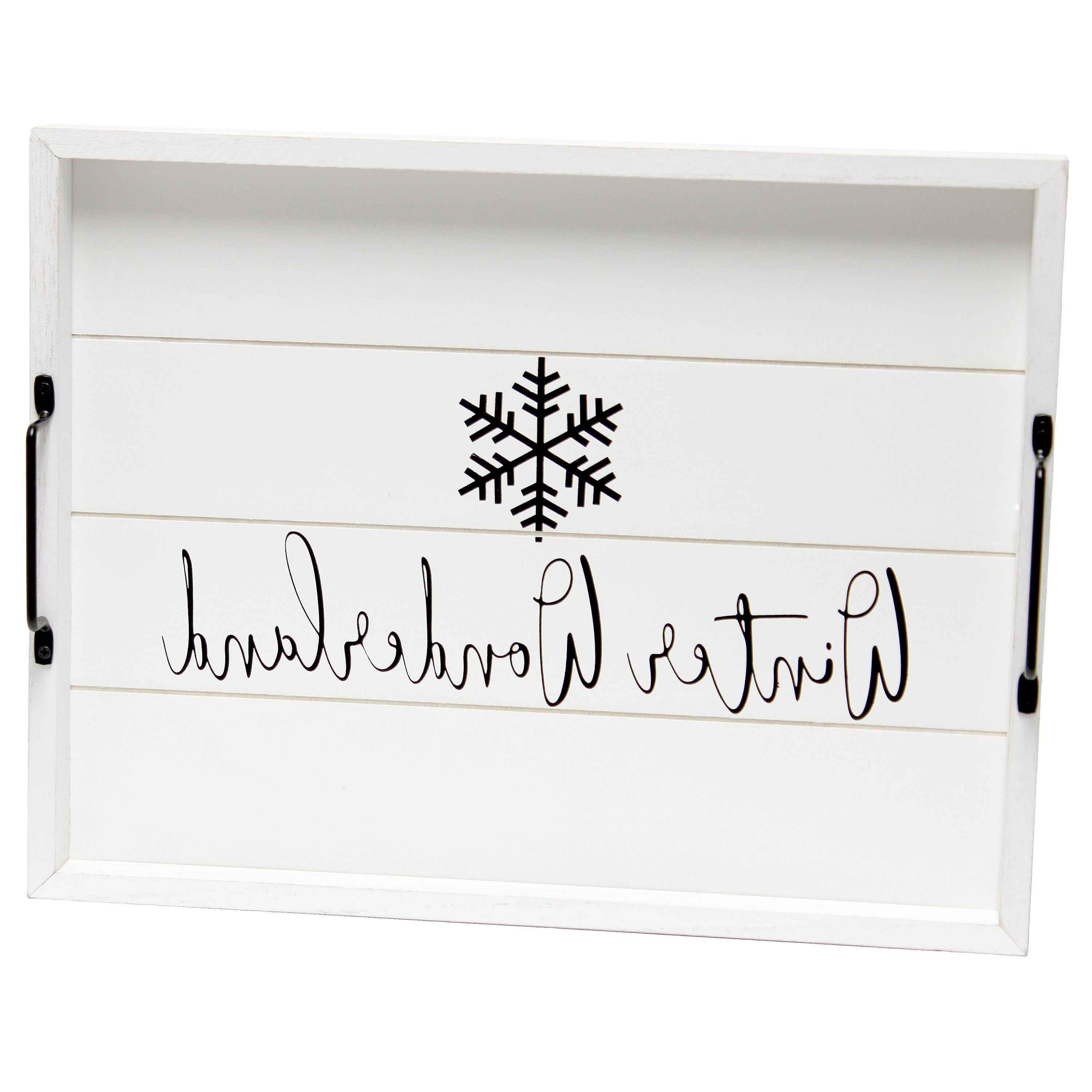 12" White Serving Tray With Handles