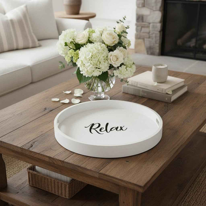 14" Gray Oval Serving Tray With Handles