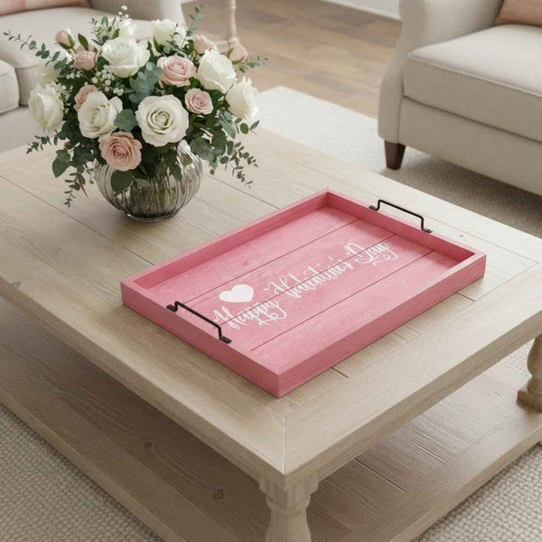 12" Dark Pink Serving Tray With Handles