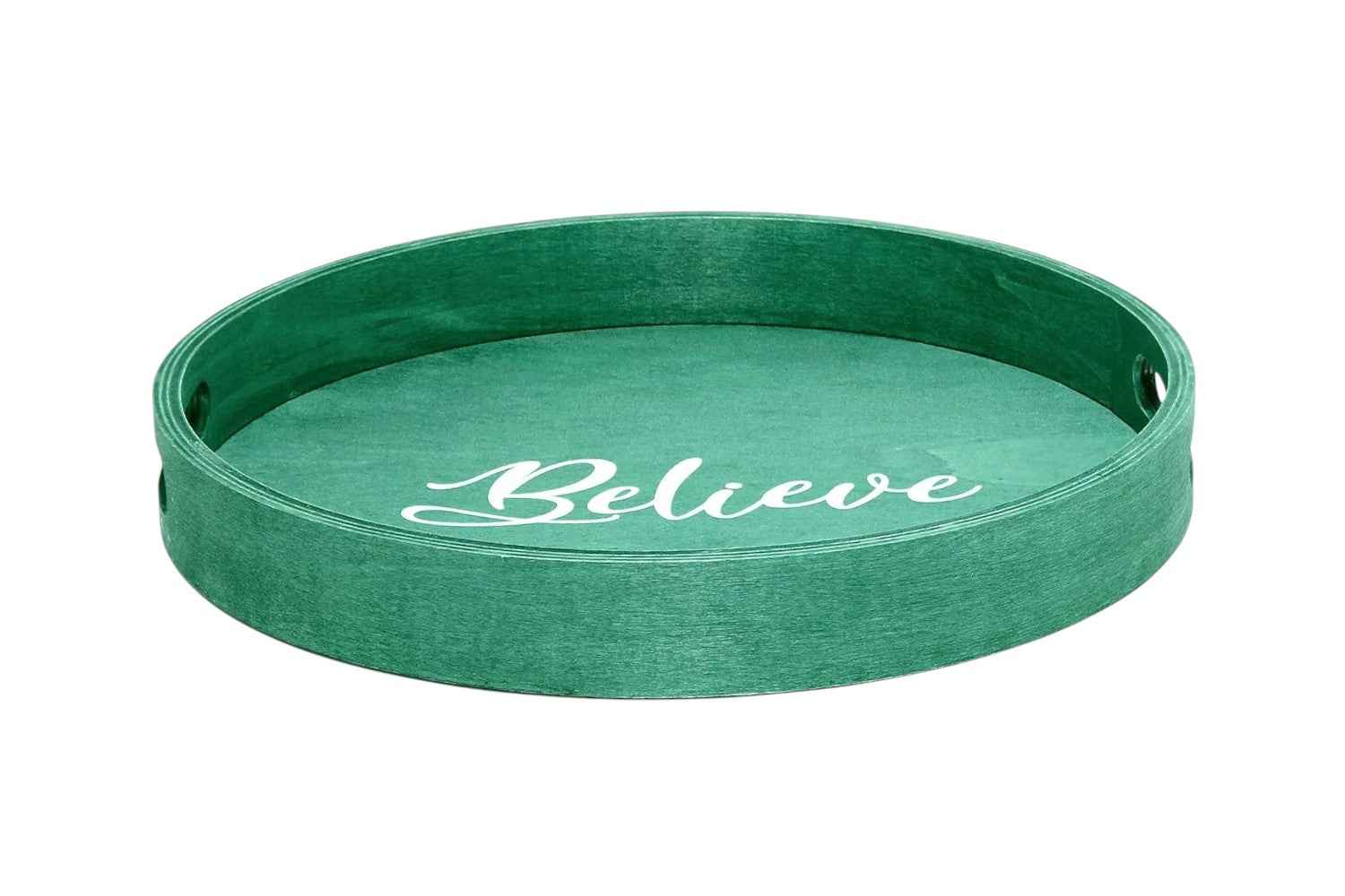 14" Green Oval Serving Tray With Handles