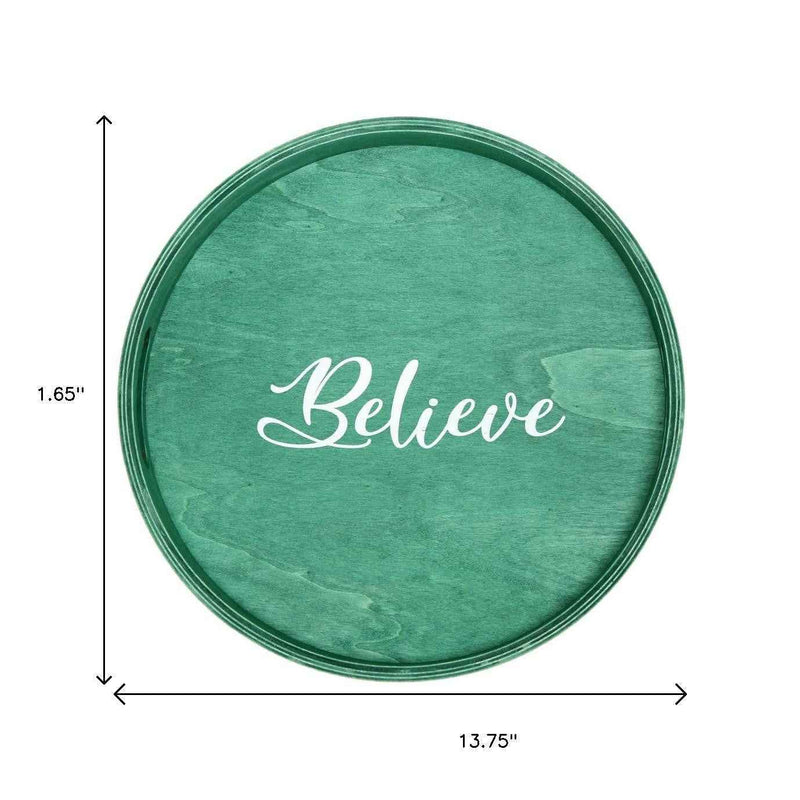 14" Green Oval Serving Tray With Handles