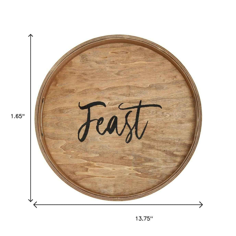 14" Natural Oval Serving Tray With Handles