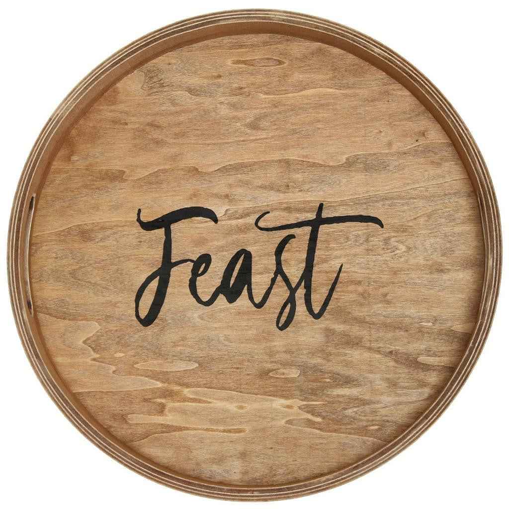 14" Natural Oval Serving Tray With Handles