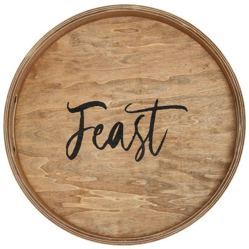 14" Natural Oval Serving Tray With Handles