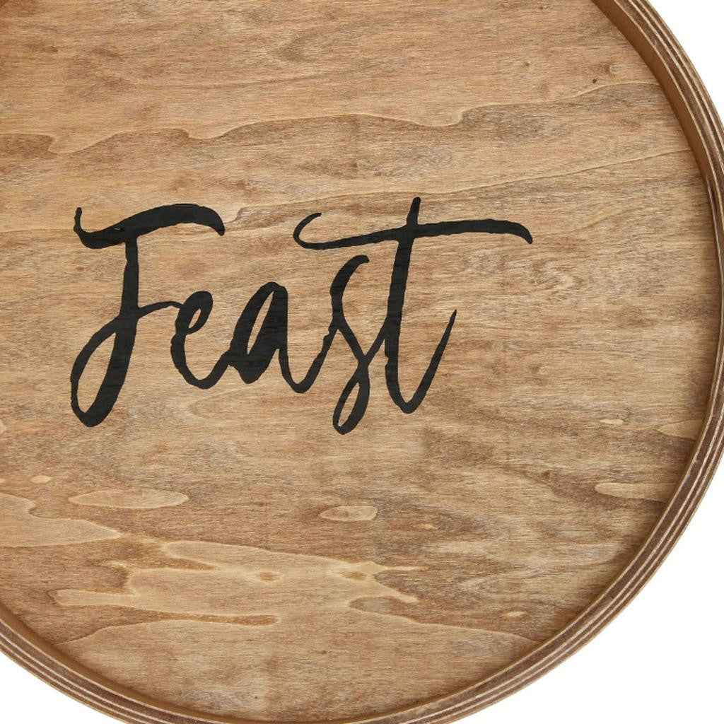 14" Natural Oval Serving Tray With Handles