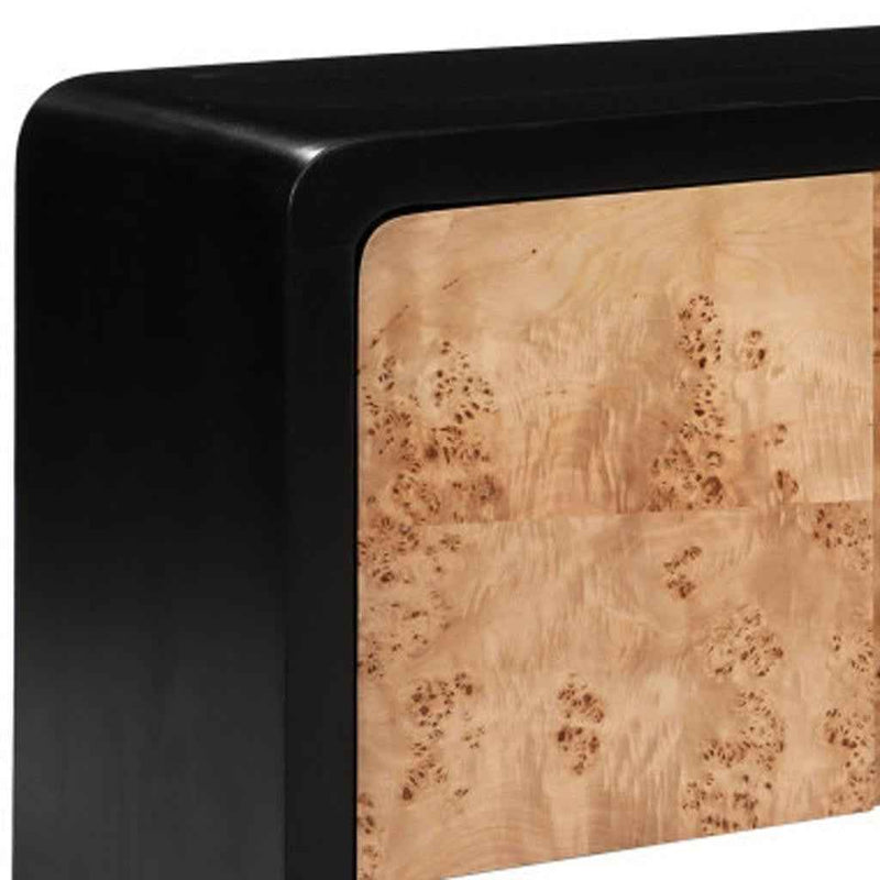 67" Black And Natural Solid Wood Sideboard with Four Doors