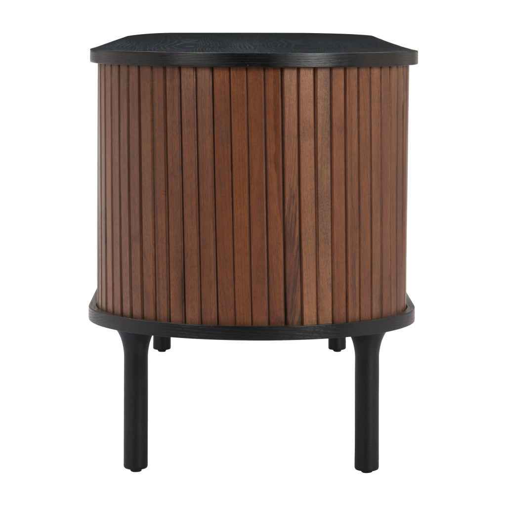 60" Black Solid Wood Oval Solid Console Table With Shelf