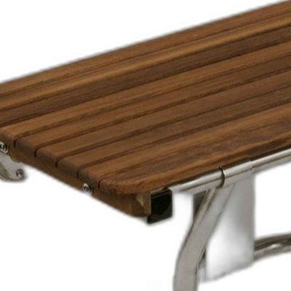 14" X 36" Brown Teak Wall Mount Rectangular Shower Bench