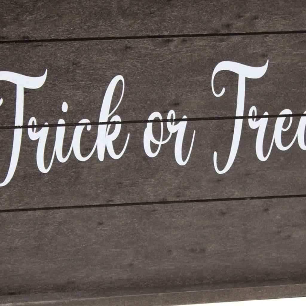 16" Black And White Trick Or Treat Halloween Serving Tray With Handles