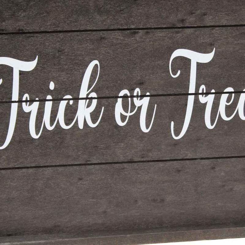 16" Black And White Trick Or Treat Halloween Serving Tray With Handles