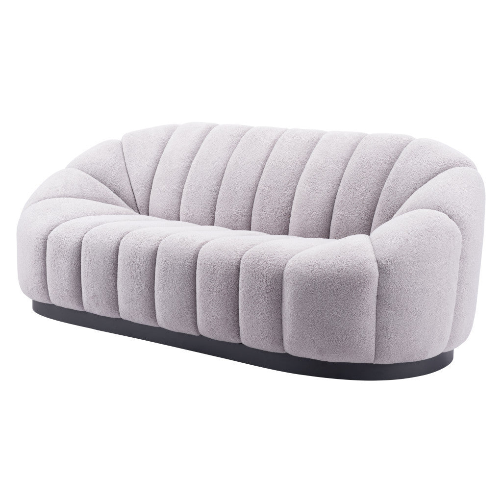 85" Light Gray Upholstered Curved Sofa - Living Room