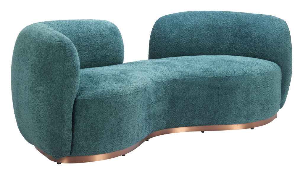 87" Teal Blue Sofa With Legs