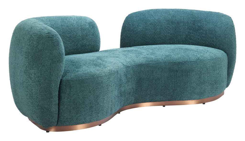 87" Teal Blue Sofa With Legs
