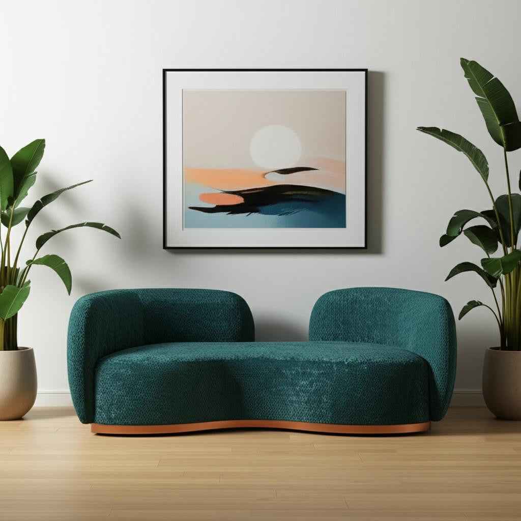 87" Teal Blue Sofa With Legs
