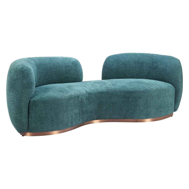 87" Teal Blue Sofa With Legs