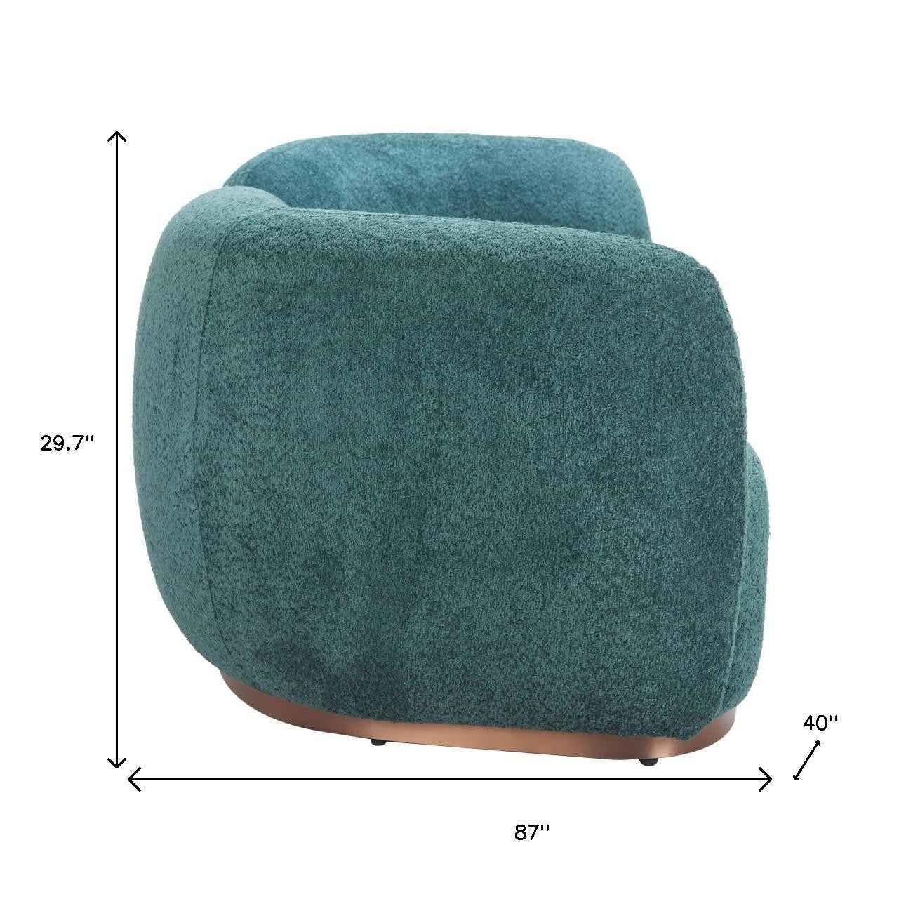 87" Teal Blue Sofa With Legs