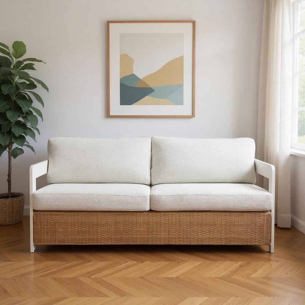 73" White Polypropylene Sofa