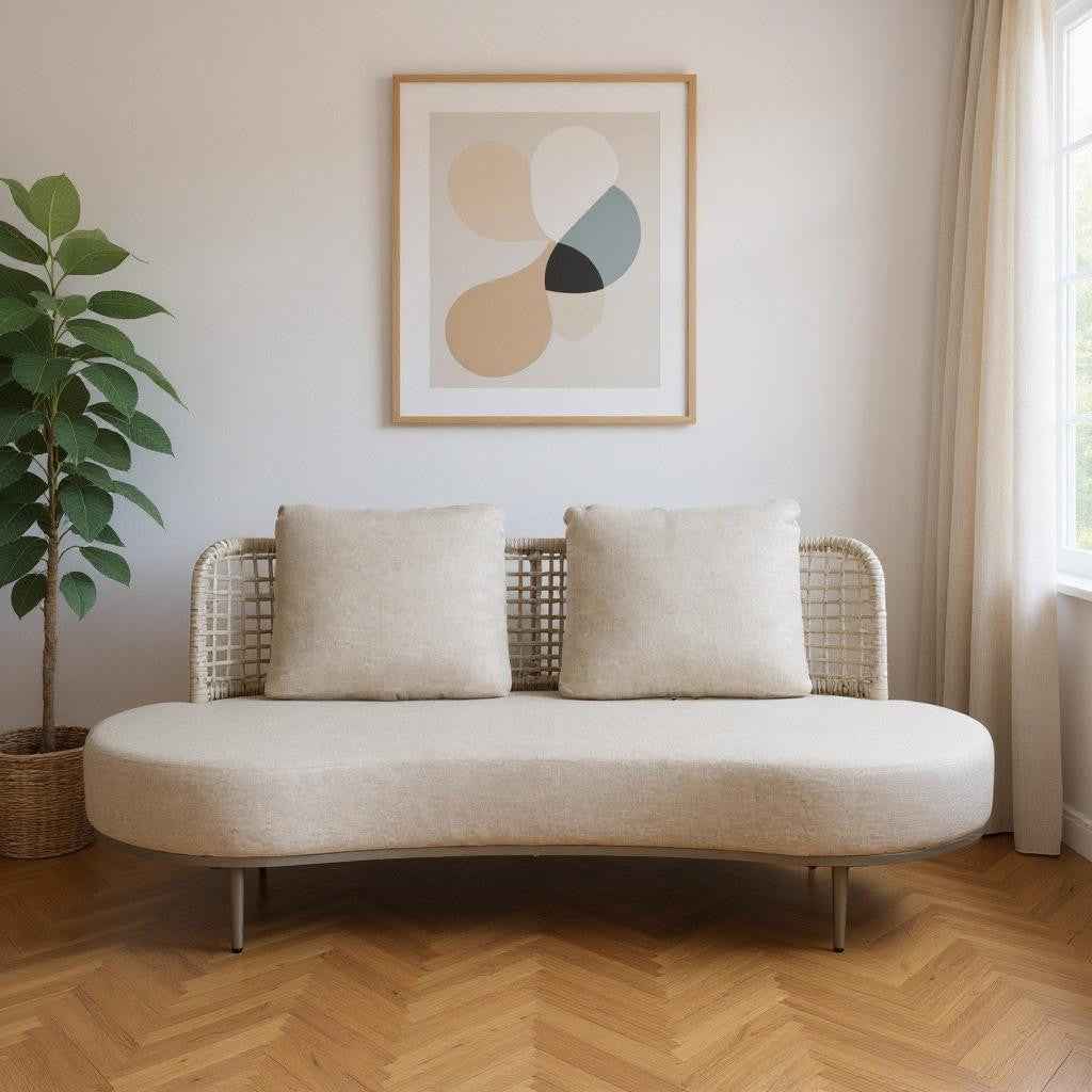 75" Beige Polypropylene Sofa