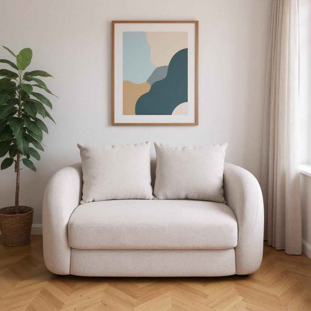 91" Beige Polypropylene Sofa