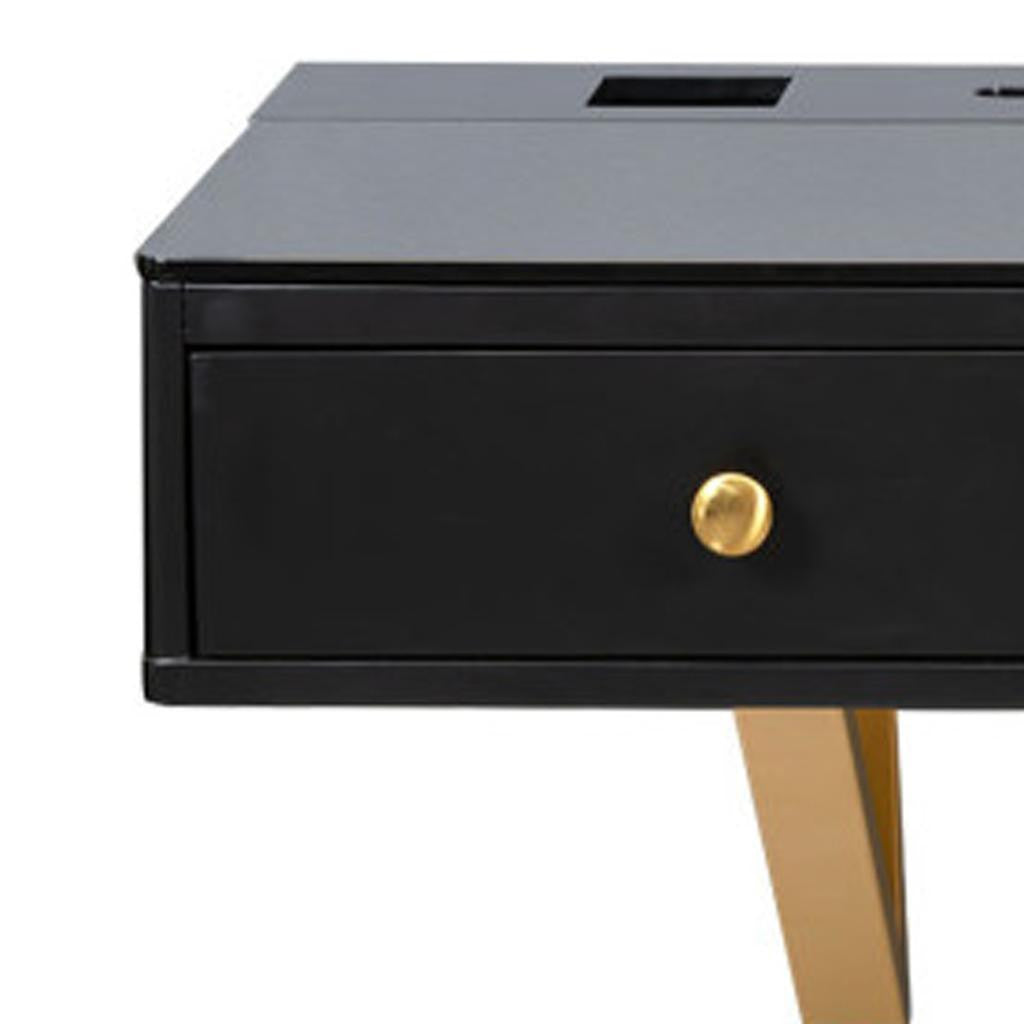 52" Black Wood Three Drawer Vanity Table Default Title