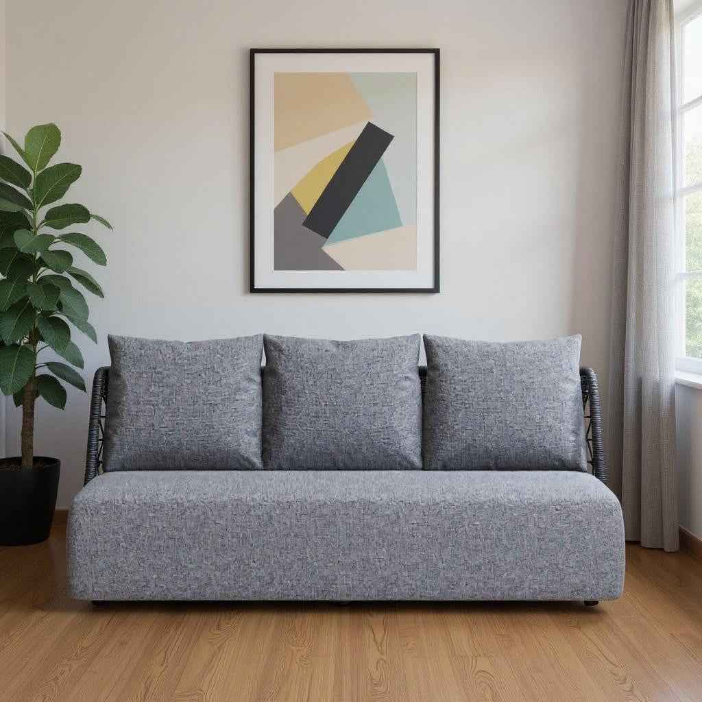 76" Gray Polypropylene Sofa