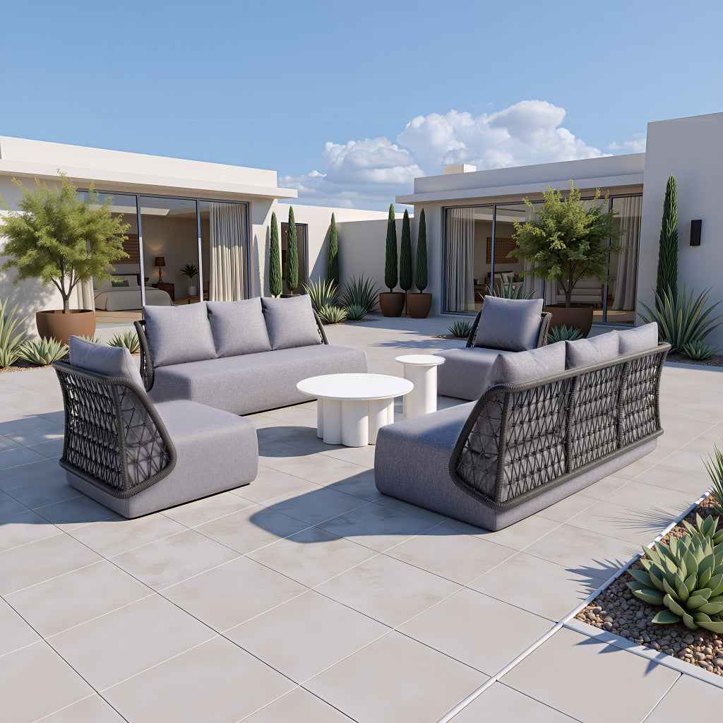 76" Gray Polypropylene Sofa