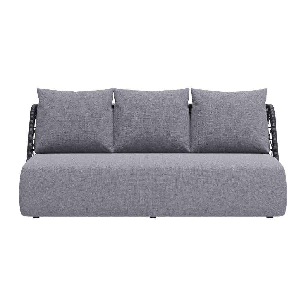 76" Gray Polypropylene Sofa