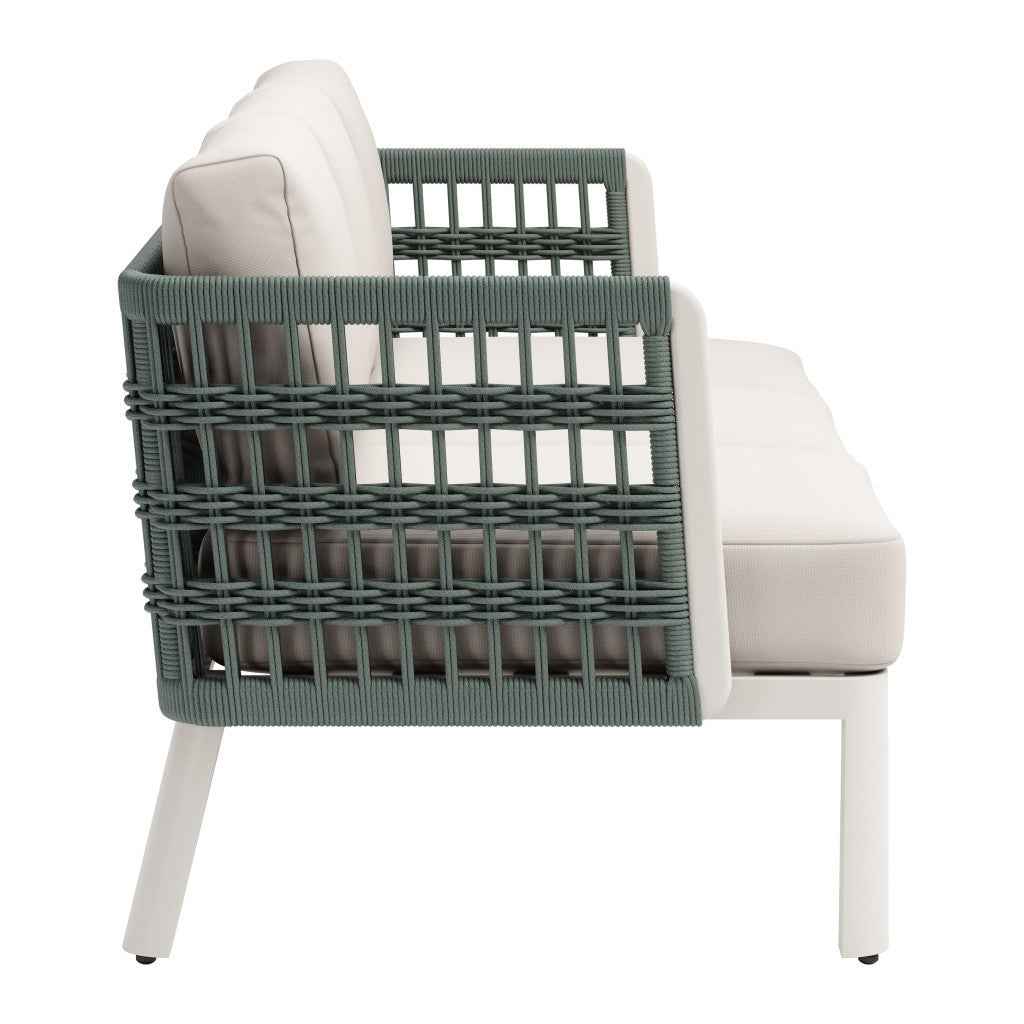 74" White Polypropylene Sofa